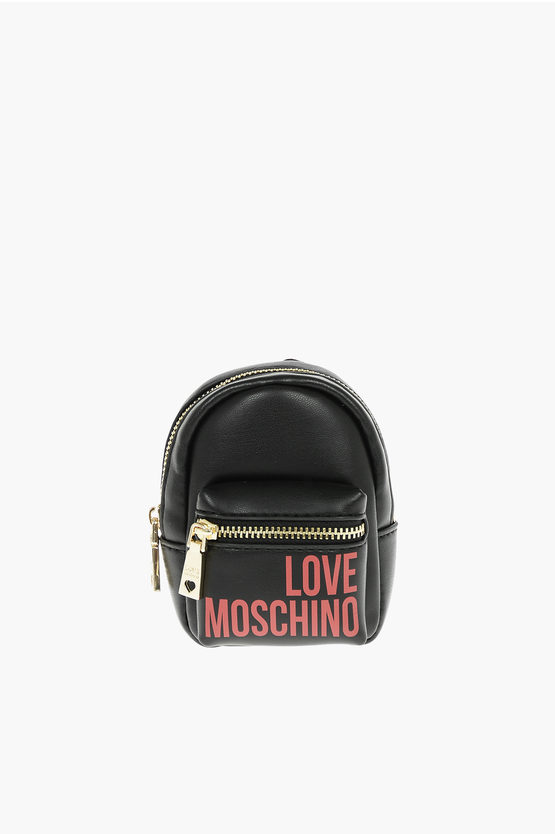 Moschino Love Faux Leather Backpack Shape Charm For Bag In Blue