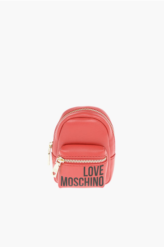 Moschino Love Faux Leather Backpack Shape Charm For Bag In Black