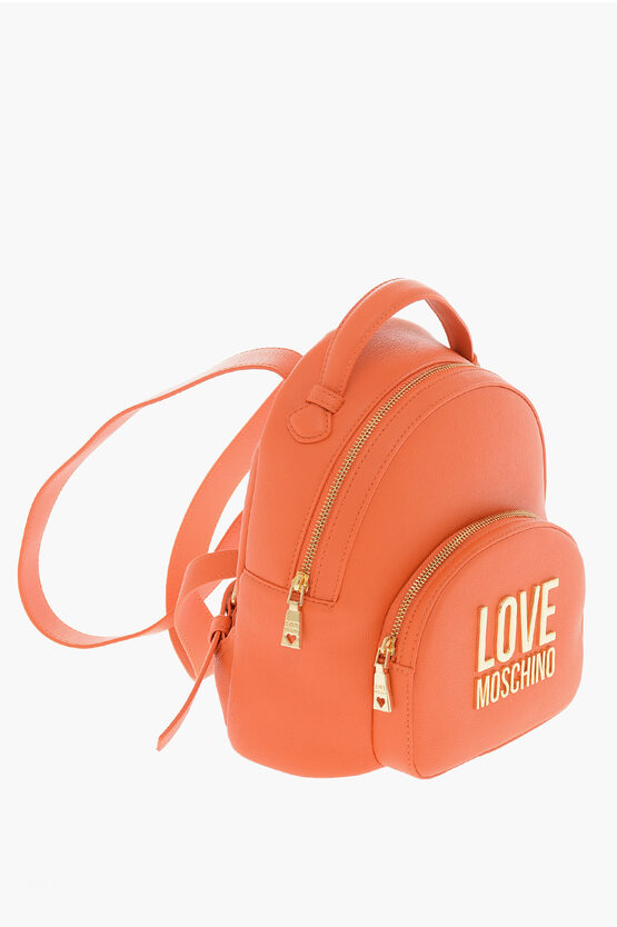 美品 MOSCHINO リュック ハート金具 ロゴプレート レザー c305 極美品 モスキーノ サフィアーノレザー リュックサック ハート