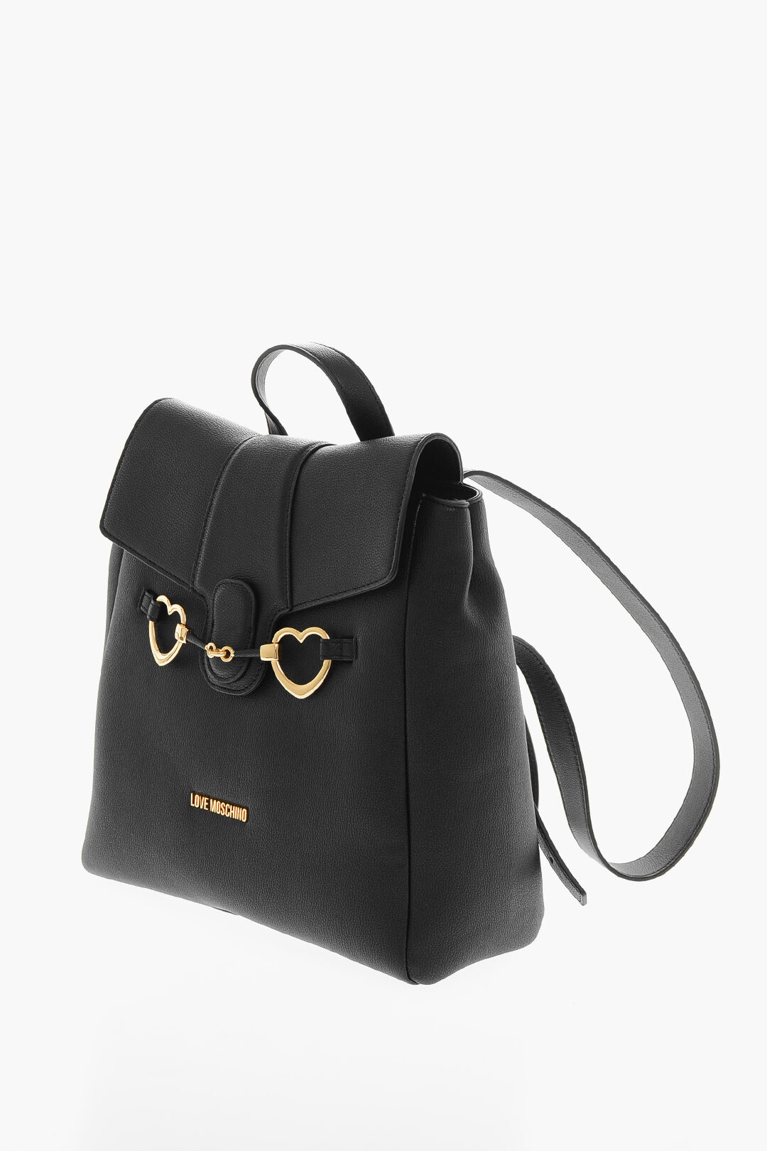 Heart Shaped Leather Backpack in Black