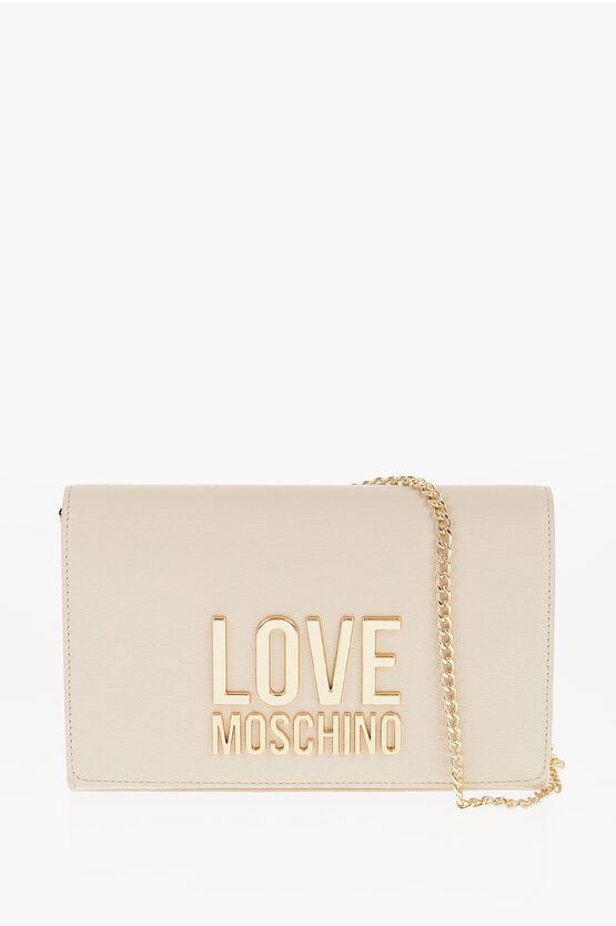 Moschino Love Faux Leather Bag With Chain Shoulder Strap In Blue