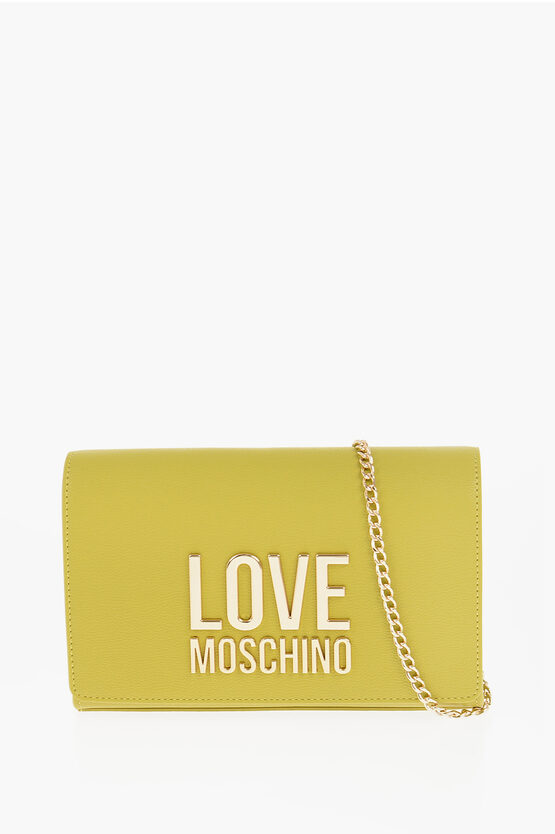Moschino Love Faux Leather Bag With Chain Shoulder Strap In Blue