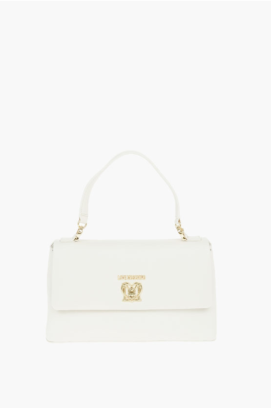 Moschino Love Faux Leather Bag With Front Monogram And Turn Lock Clos In White