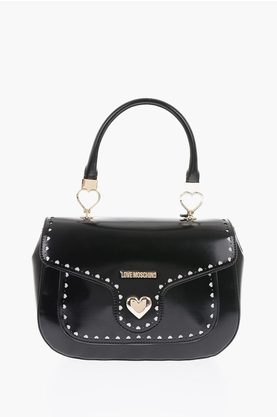 Moschino Love Faux Leather Bag With Removable Shoulder Strap In Blue