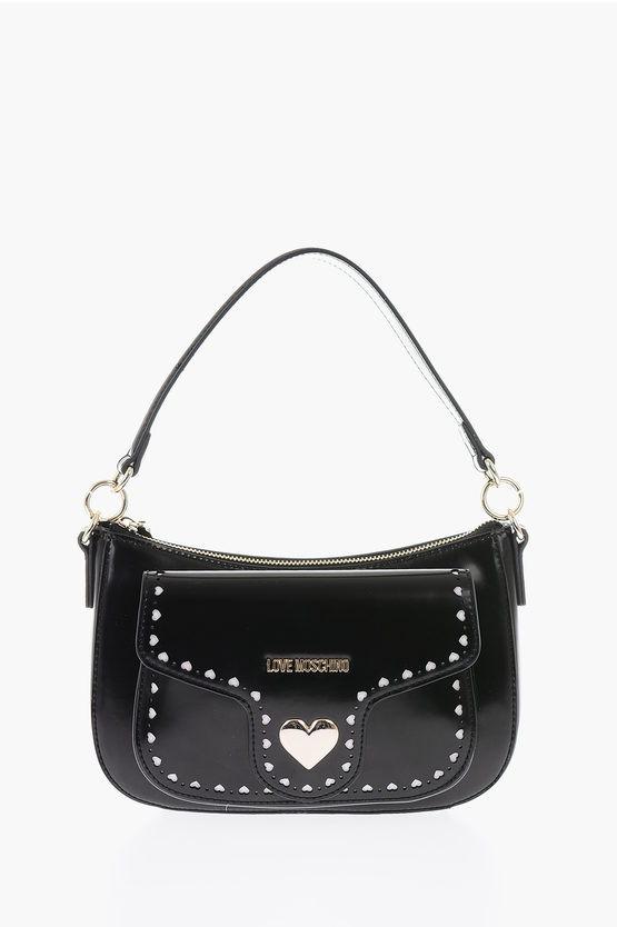 Moschino Love Faux Leather Bag With Removable Shoulder Strap In Black
