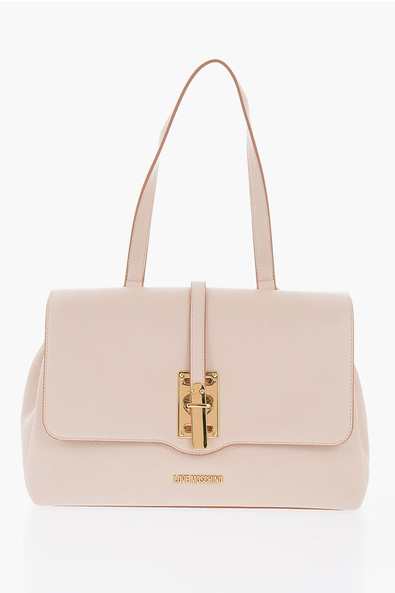 Moschino Love Faux Leather Bag With Removable Shoulder Strap In Pink