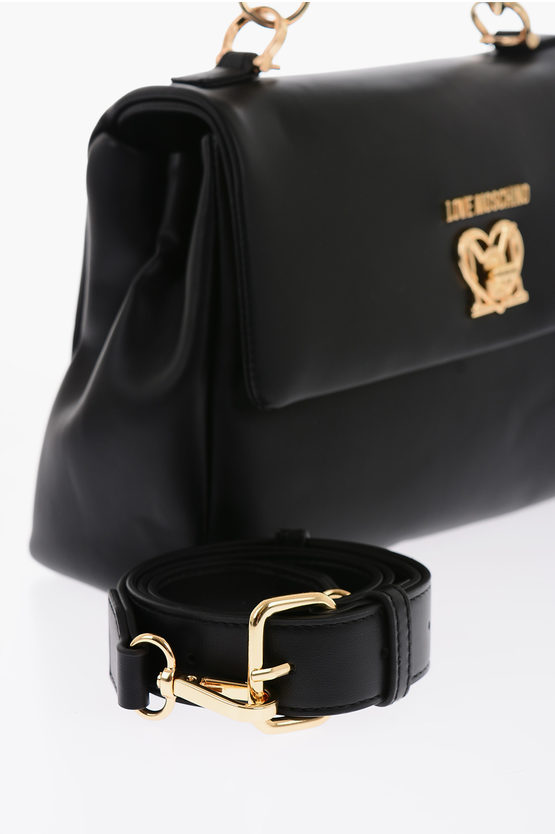 LOVE Faux Leather Bag with Rotating Closure and Removable Strap