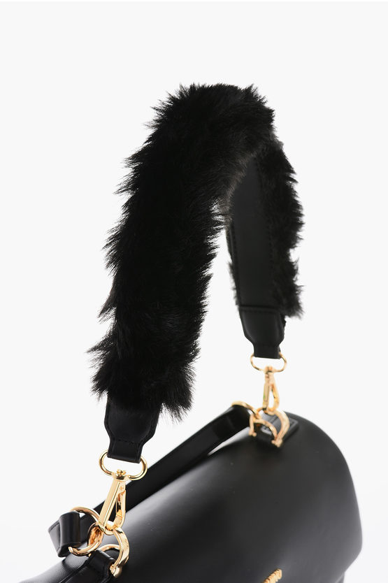 LOVE Faux Leather Bag with Rotating Closure and Removable Strap