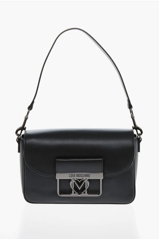 Moschino Love Faux Leather Bag With Silver-effect Closure In Gold