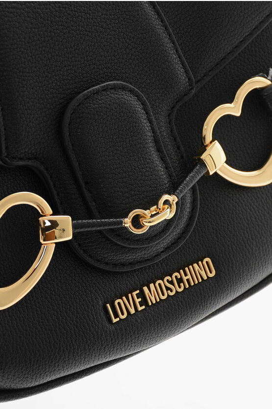 Moschino Love Faux Leather Big Heartbit Crossbody Bag With Golden Clamps Women Glamood Outlet 6459