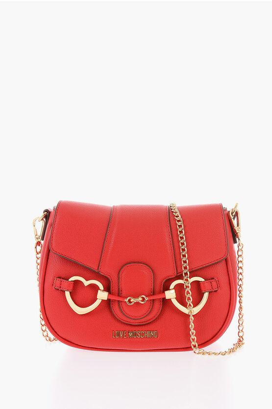 Moschino Love Faux Leather Big Heartbit Crossbody Bag With Golden Cla