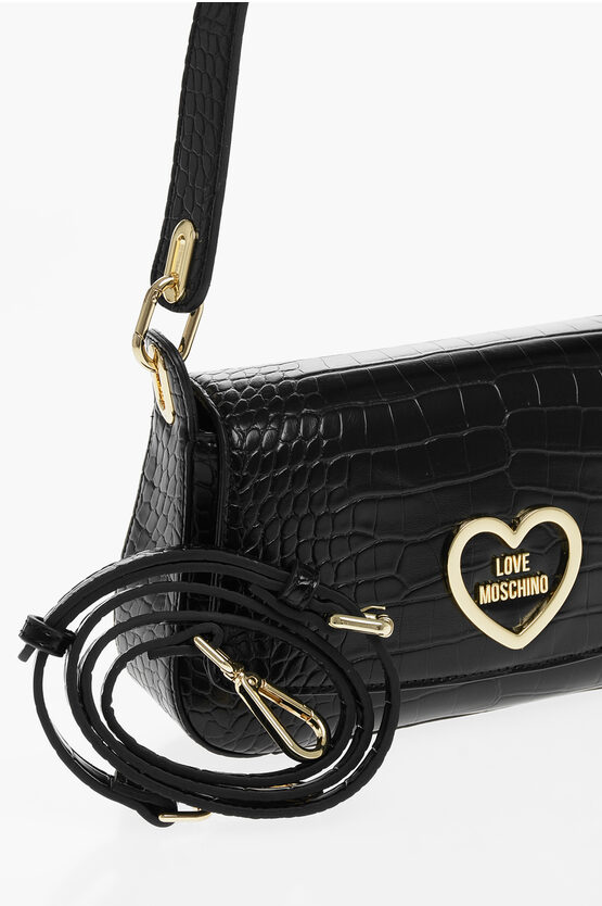 LOVE Faux Leather Croc-Effect Shoulder Bag