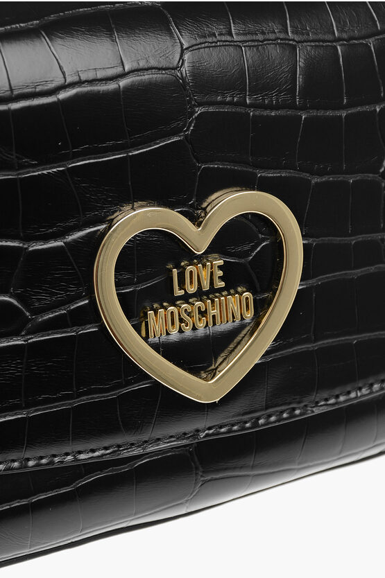 LOVE Faux Leather Croc-Effect Shoulder Bag