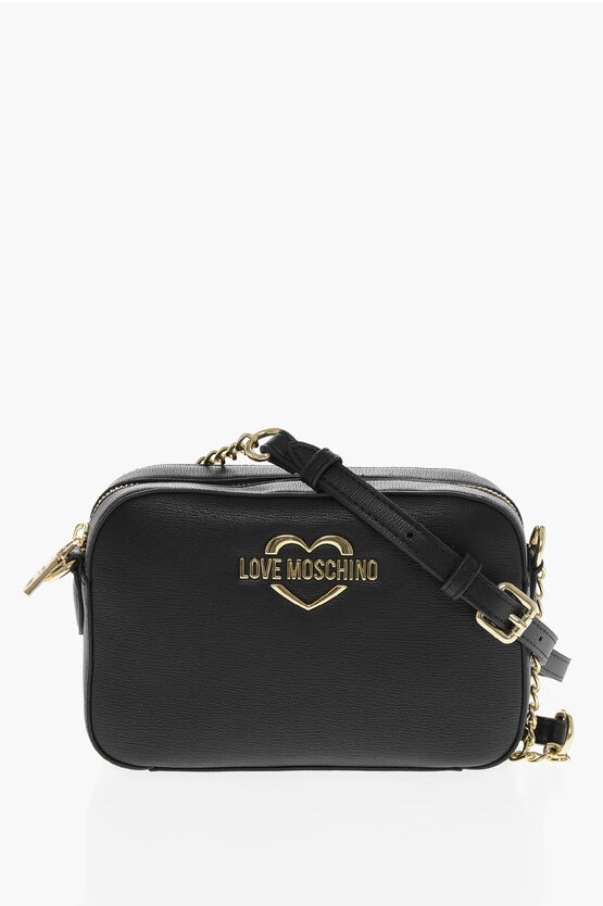 LOVE Faux Leather Crossbody Bag with Gold Details