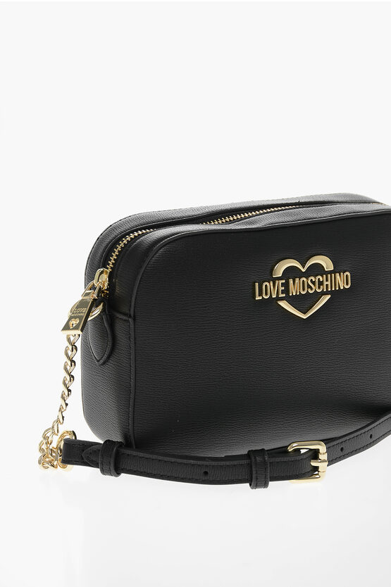 LOVE Faux Leather Crossbody Bag with Gold Details