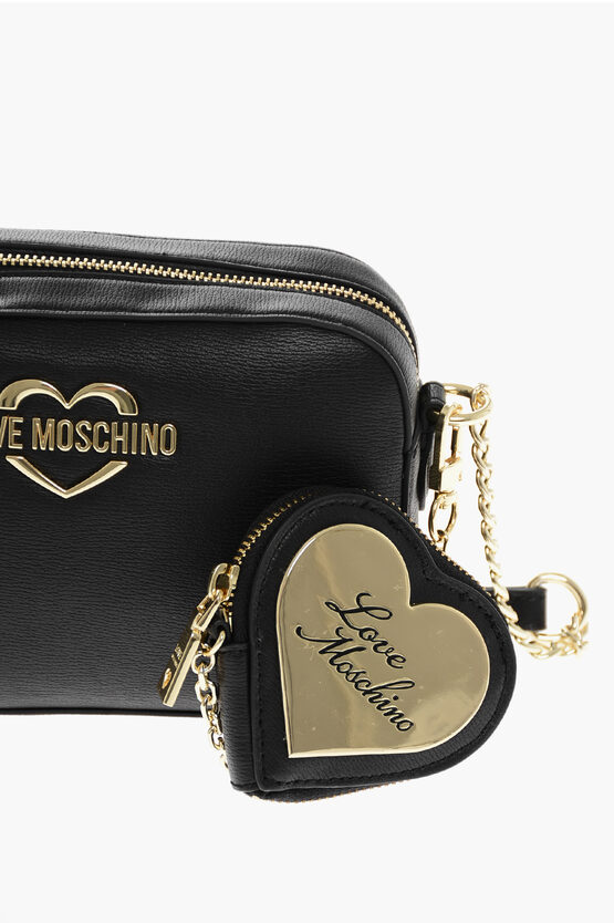 LOVE Faux Leather Crossbody Bag with Gold Details
