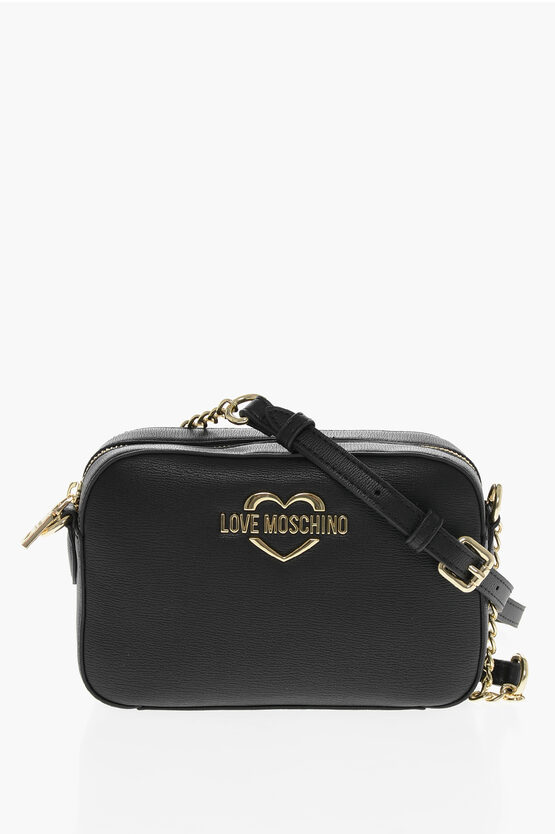 Moschino Love Faux Leather Crossbody Bag With Golden Details