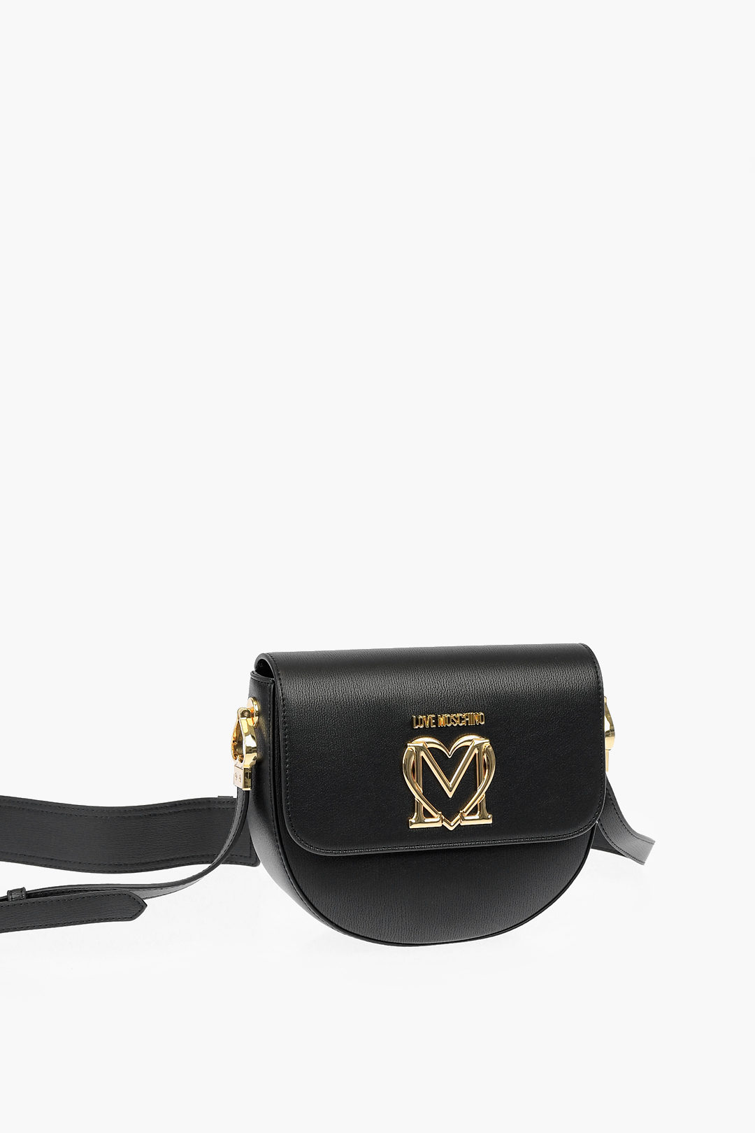 Moschino LOVE faux leather crossbody saddle bag with golden logo