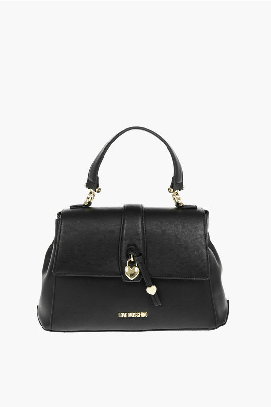 Moschino Love Faux Leather Handbag With Heart Shaped Charm