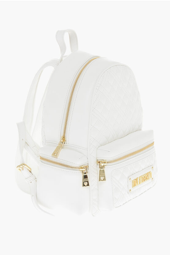 LOVE faux Leather Quilted Backpack with Golden Details