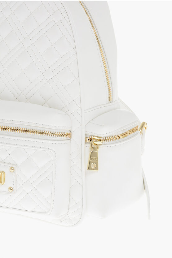 LOVE faux Leather Quilted Backpack with Golden Details