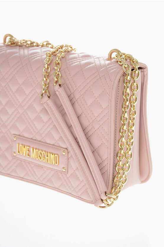 LOVE Faux Leather Quilted Shoulder Bag with LM on the back