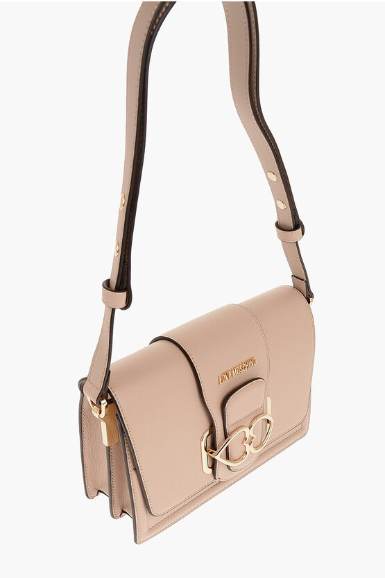 LOVE Faux Leather Shoulder Bag LOVE BRIDGE with Double Heart Metal Loop