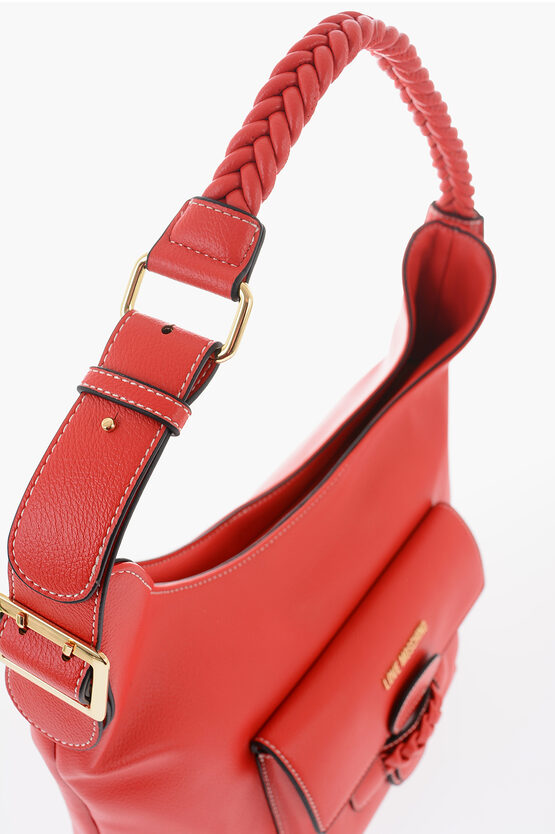 LOVE Faux Leather Shoulder Bag with Braided Handle