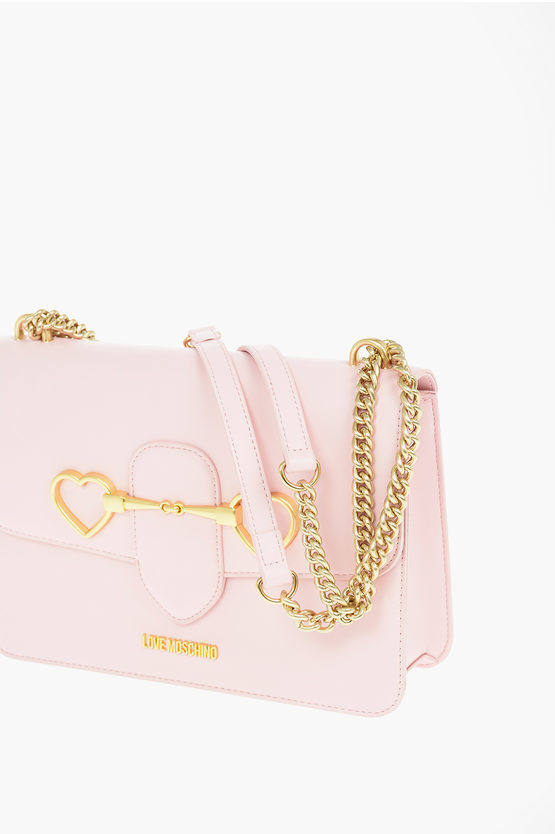 LOVE Faux Leather Shoulder Bag with Gold Clamp