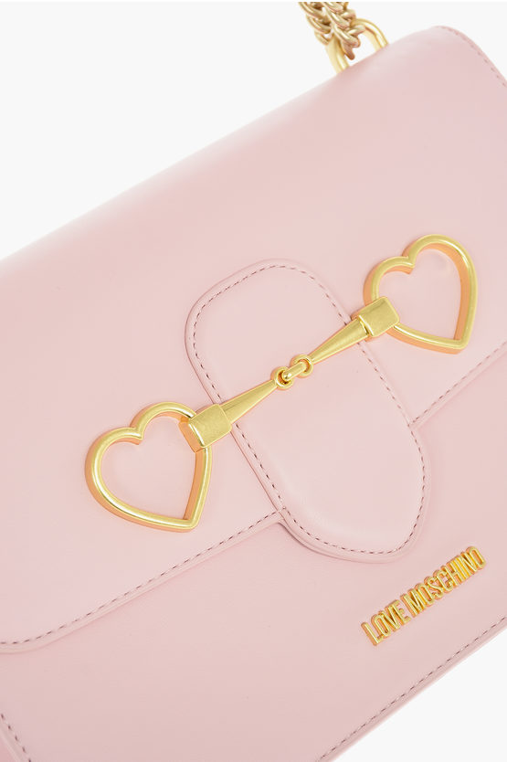 LOVE Faux Leather Shoulder Bag with Gold Clamp