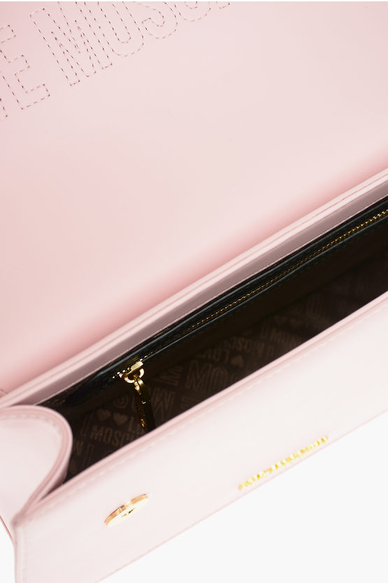 LOVE Faux Leather Shoulder Bag with Gold Clamp