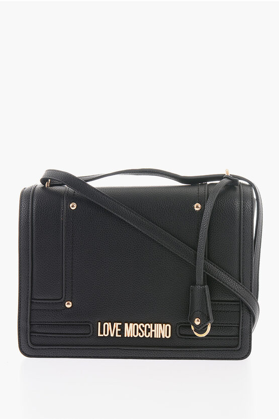 LOVE Faux Leather Shoulder Bag with Gold Logo