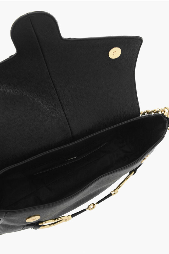 LOVE Faux Leather Shoulder Bag with Golden Chain