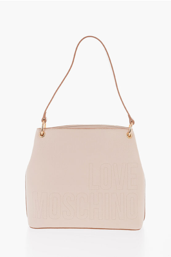  LOVE Faux Leather Shoulder Bag with Golden Details 