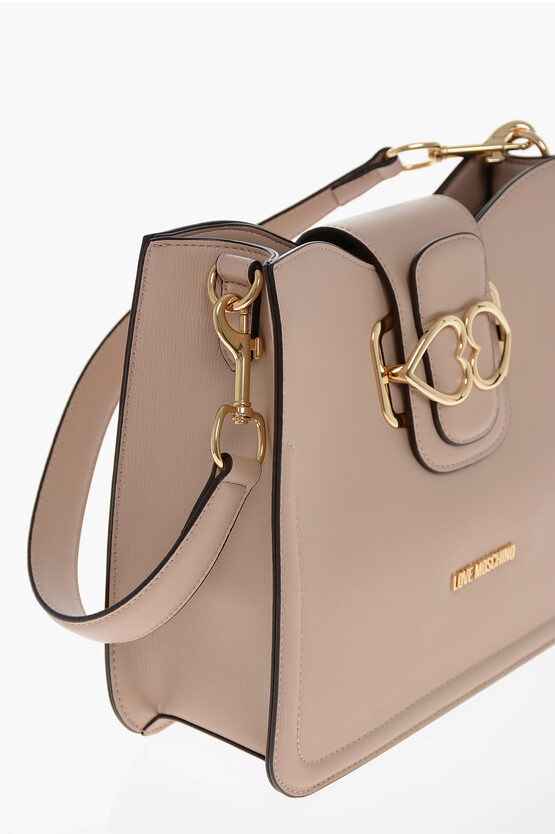 LOVE Faux Leather Shoulder Bag with Golden Hearts