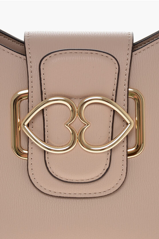 LOVE Faux Leather Shoulder Bag with Golden Hearts