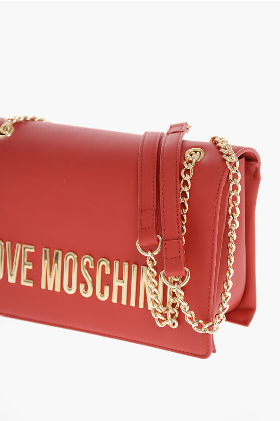 LOVE Faux Leather Shoulder Bag with Maxi Gold Logo