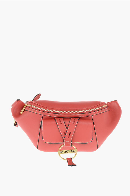 Moschino Love Faux Leather Shoulder Bum Bag In Pink