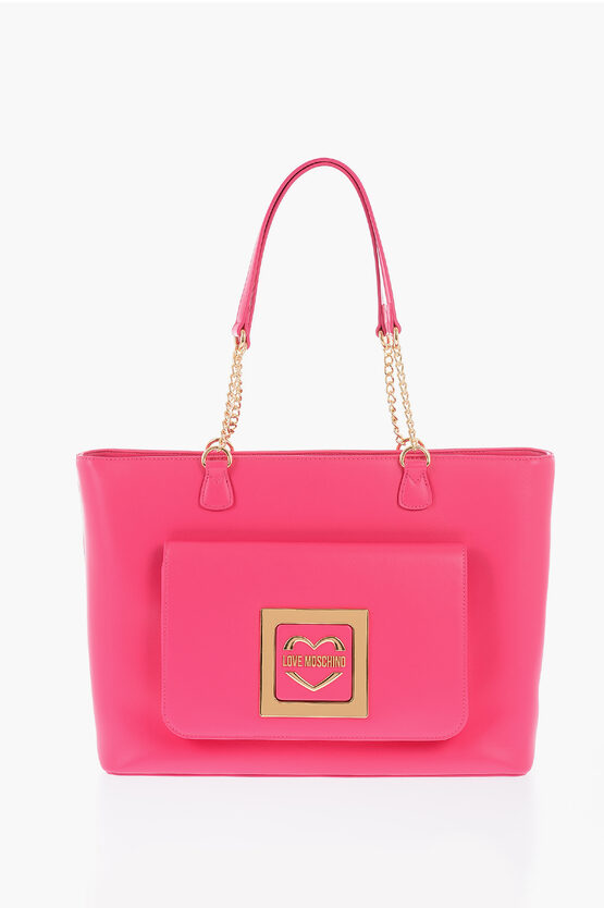 Moschino Love Faux Leather Tote Bag With Golden Details