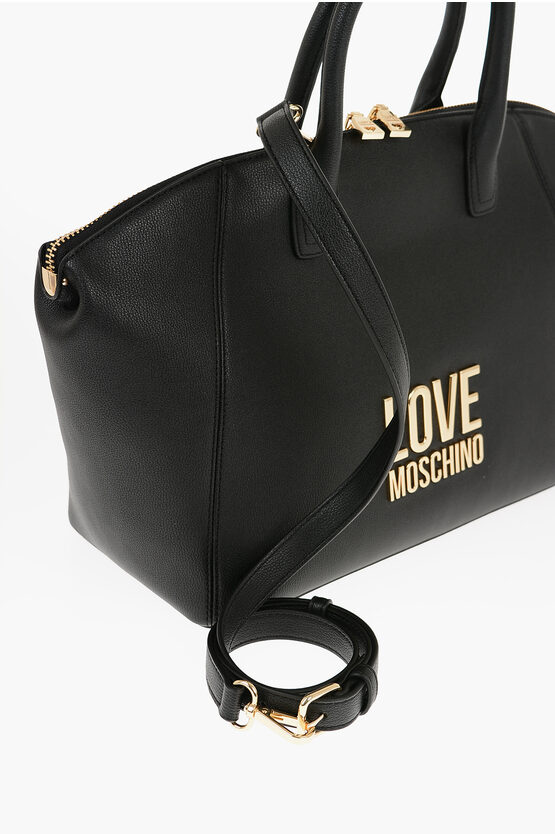 LOVE Faux Leather Tote Bag with Golden Logo