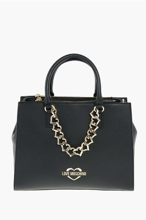 Moschino Love Faux Leather Tote Bag With Removable Shoulder Strap