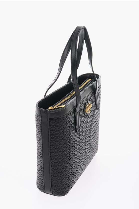  LOVE Faux Leather VALENTINA Tote Bag with All-Over Hearts 