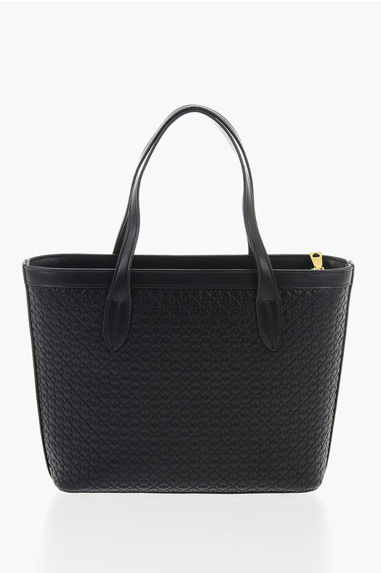  LOVE Faux Leather VALENTINA Tote Bag with All-Over Hearts 