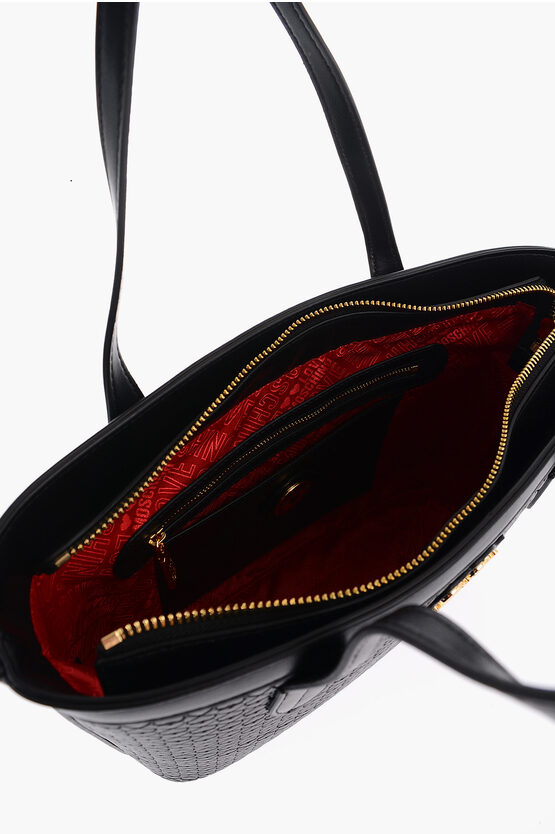  LOVE Faux Leather VALENTINA Tote Bag with All-Over Hearts 