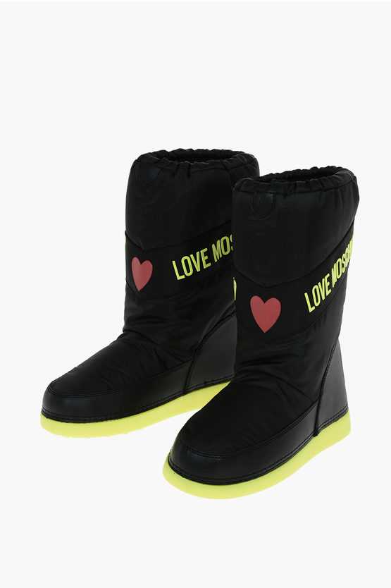 Moschino Love Fluo Details Moonboot Boots In Black