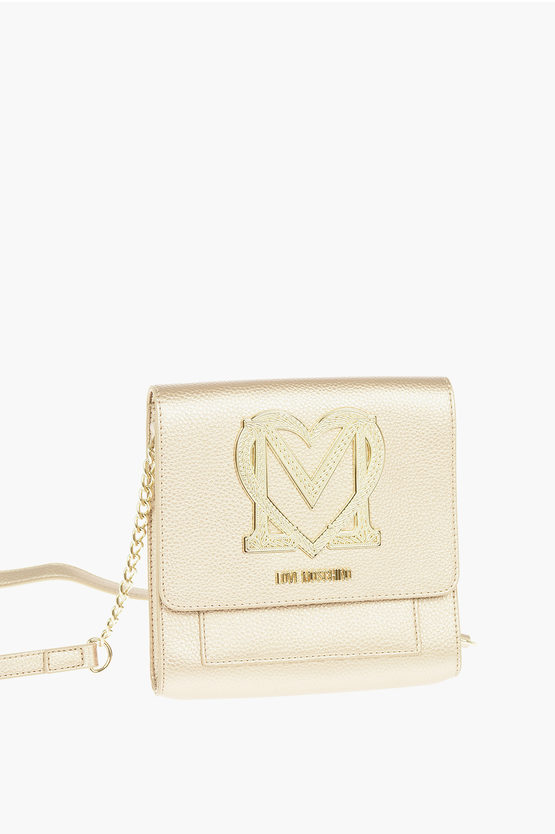 Moschino Love Golden Detail Textured Faux Leather Crossbody Bag