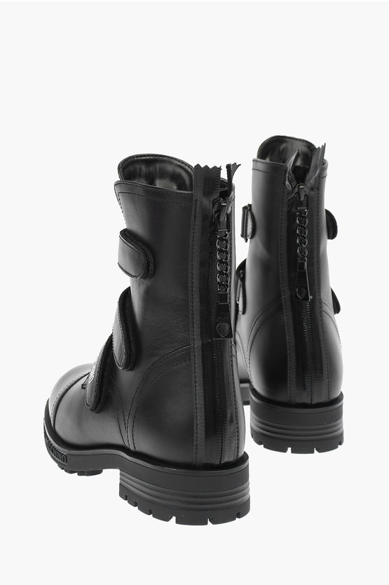 Moschino LOVE leather Ankle boots with back zip women
