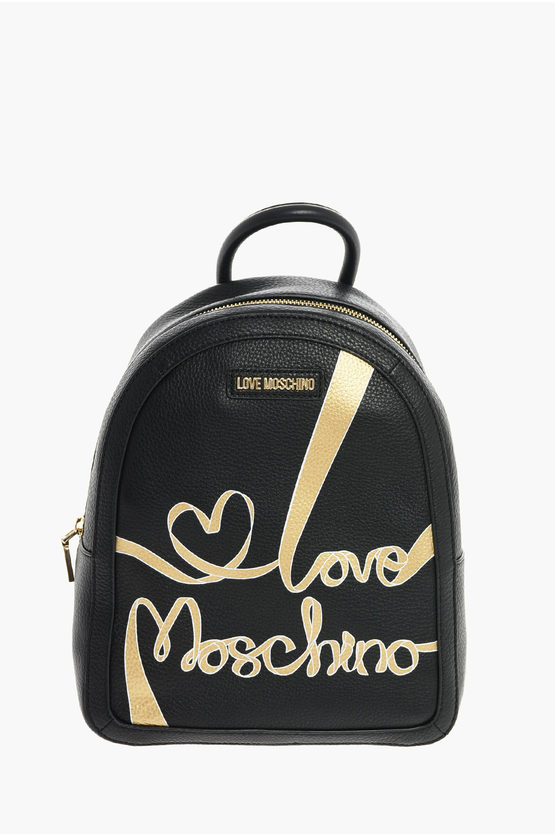 Moschino Love Leather Backpack In Black
