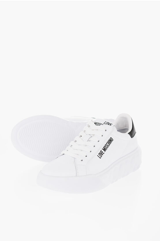 Moschino Love Leather Heart45 Low-top Sneakers With Sole 4,5cm In White