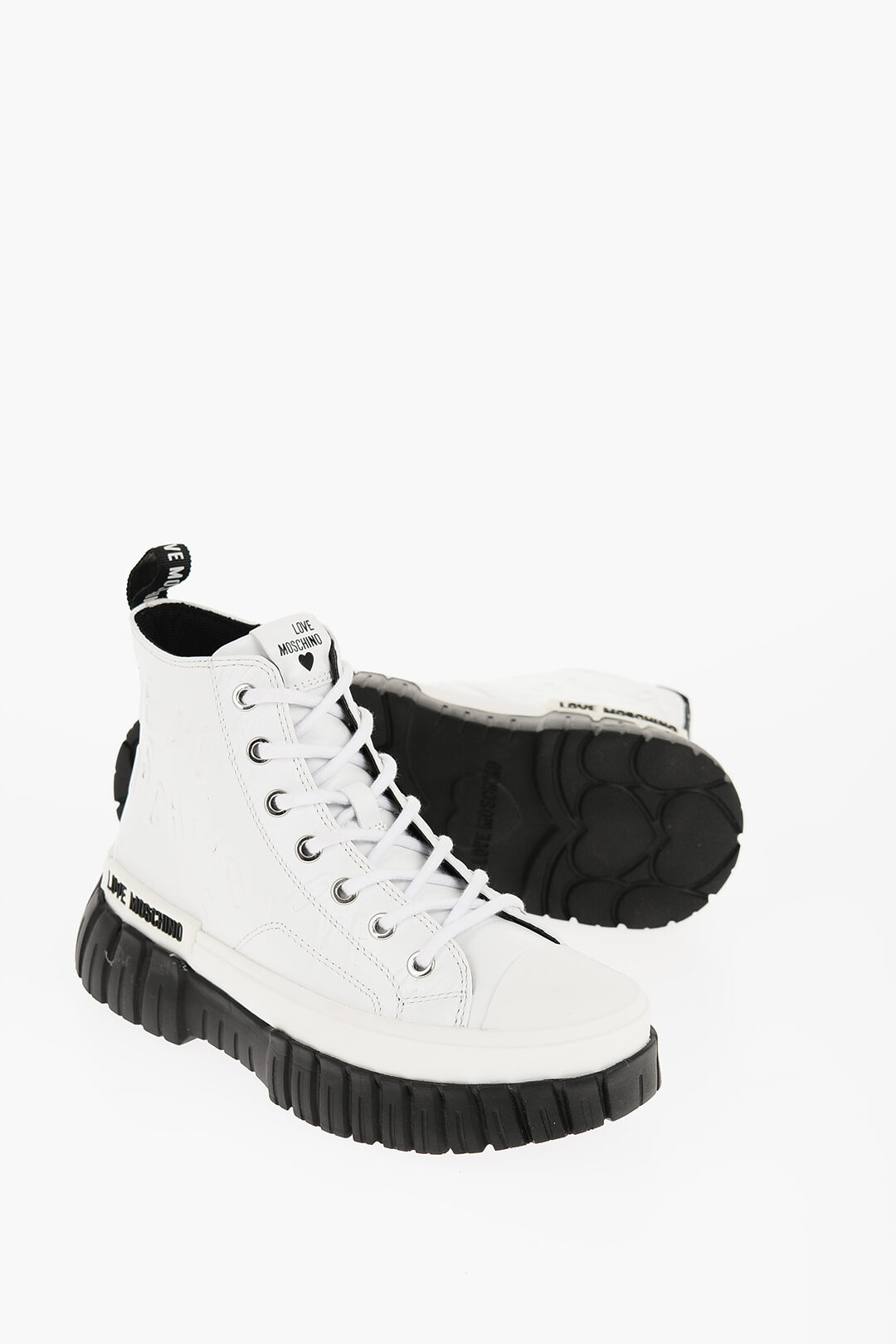 Love Moschino women's sneaker in black and white leather